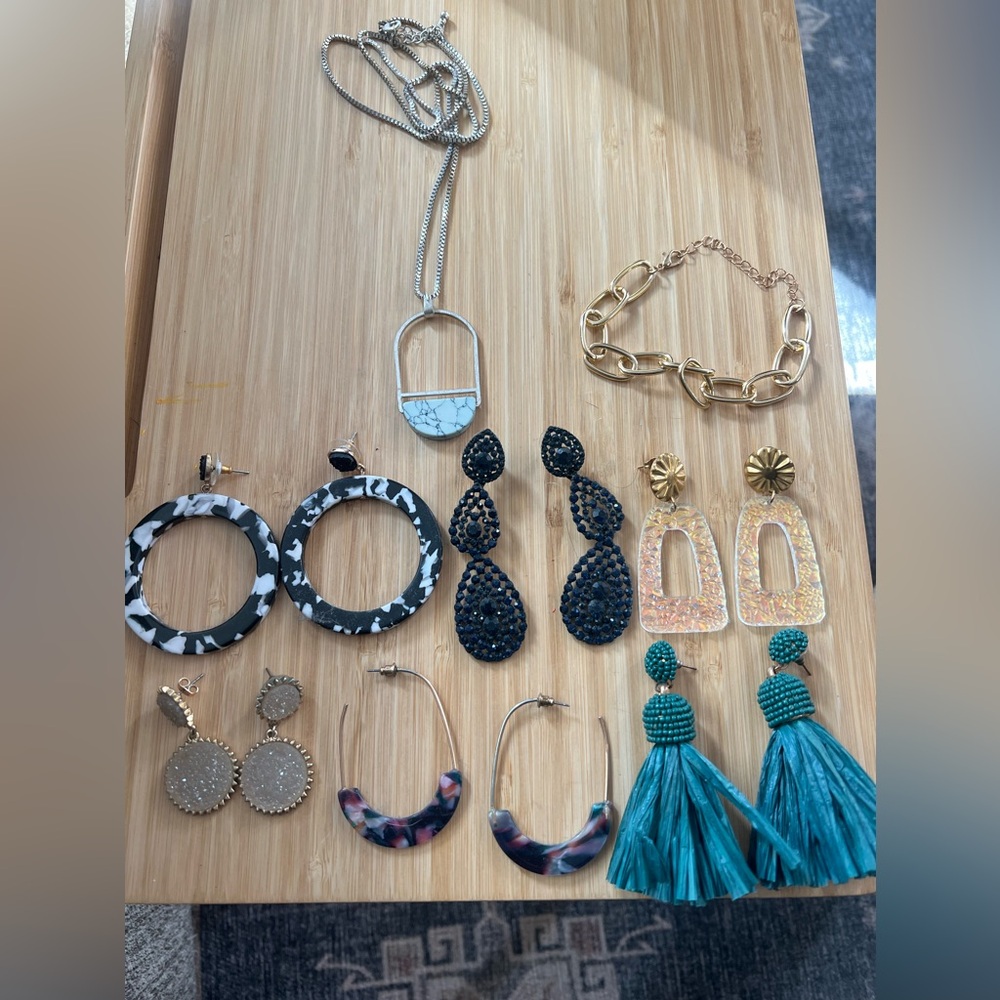 Earrings, necklace, & bracelet